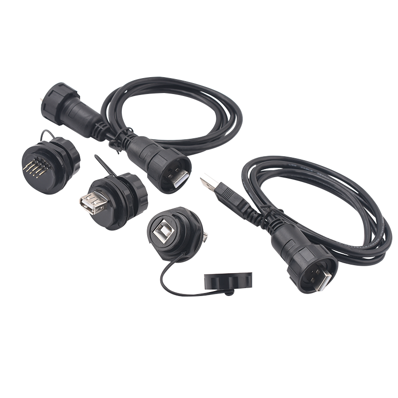 USB2.0 3.0 数据数码通讯面板固定USB接口公头母座对插防水连接器