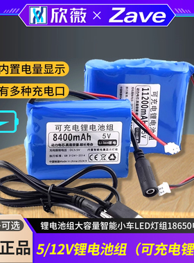 欣薇5V12V可充电池组锂电池组大容量智能小车LED灯组18650电池仓