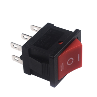 KCD1-203 船形开关 船型翘板电源 铜脚 6脚3档 红/黑色 六脚三档