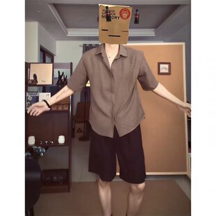 日系仿亚麻衬衣短袖男夏季薄款复古老钱风半袖衬衫外套休闲上衣