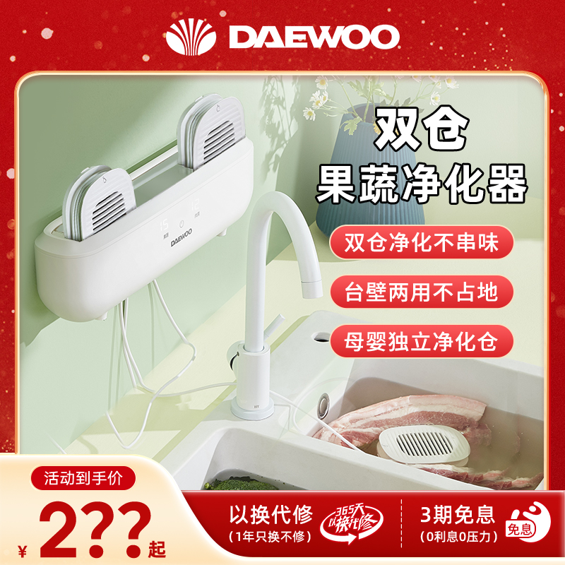 DAEWOO/韩国大宇双仓家用除农残洗菜机食材净化器QX6-1