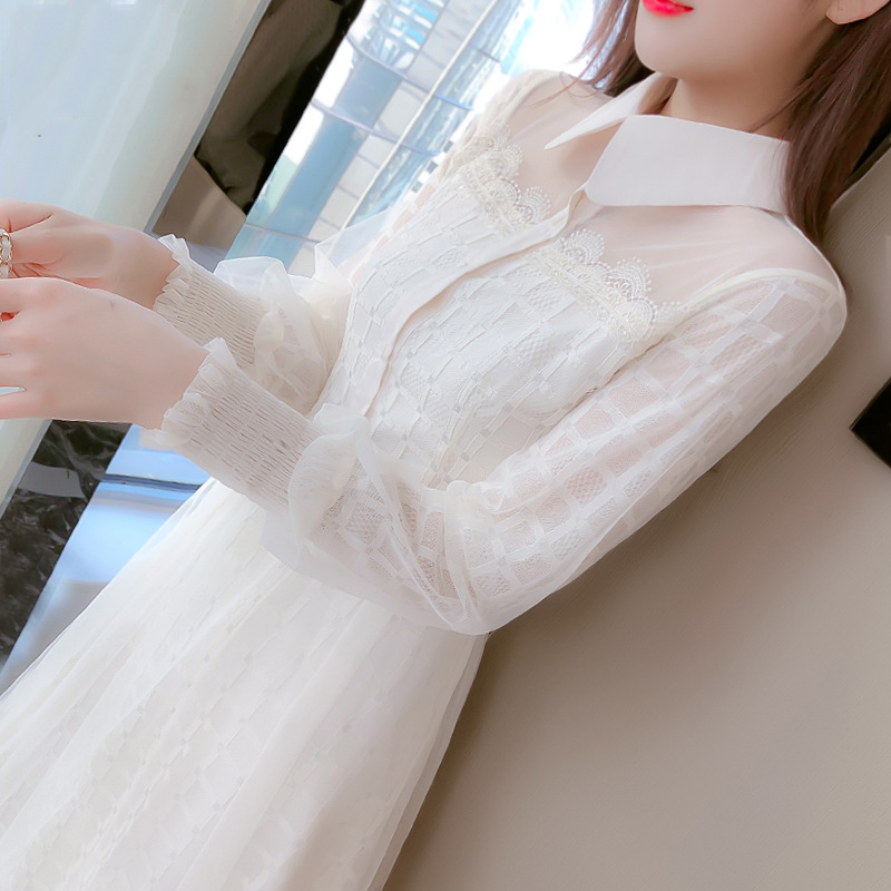 蕾丝连衣裙子女装春秋季2024年新款温柔风优雅女人味气质女连衣裙