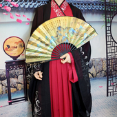 十寸中国风丝绸礼品扇古代折叠藏剑扇高端仙鹤汉服古风折扇男