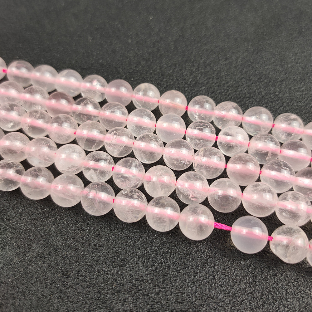 roe rytal 天然粉水晶圆珠4-12mm散珠串珠手链项链耳环材料