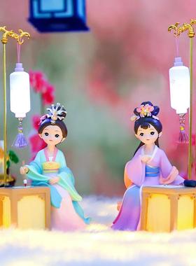 国潮古风浣花曲系列四大美人灯下摆件创意女孩房间装饰礼品小夜灯