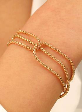 欧美跨境嘻哈饰品时尚简约缠绕链条手饰小众朋克金属细链手链女