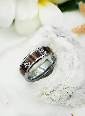 热销饰品内镶相思木纹乌龟海龟图案钛钢戒指手饰钢色木纹乌龟