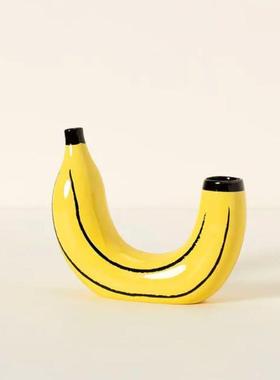 跨境新款简约香蕉花瓶插花创意家居客厅餐厅装饰摆件树脂工艺品