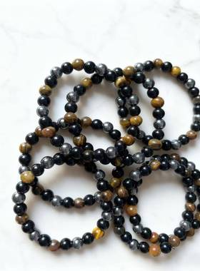 跨境热销新款天然虎眼石黑胆石8MM手串厂家地摊手链