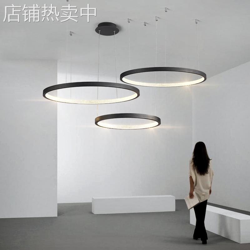 跨境极简客厅吊灯后现代意式简约轻奢餐厅灯别墅灯圆圈灯主灯具