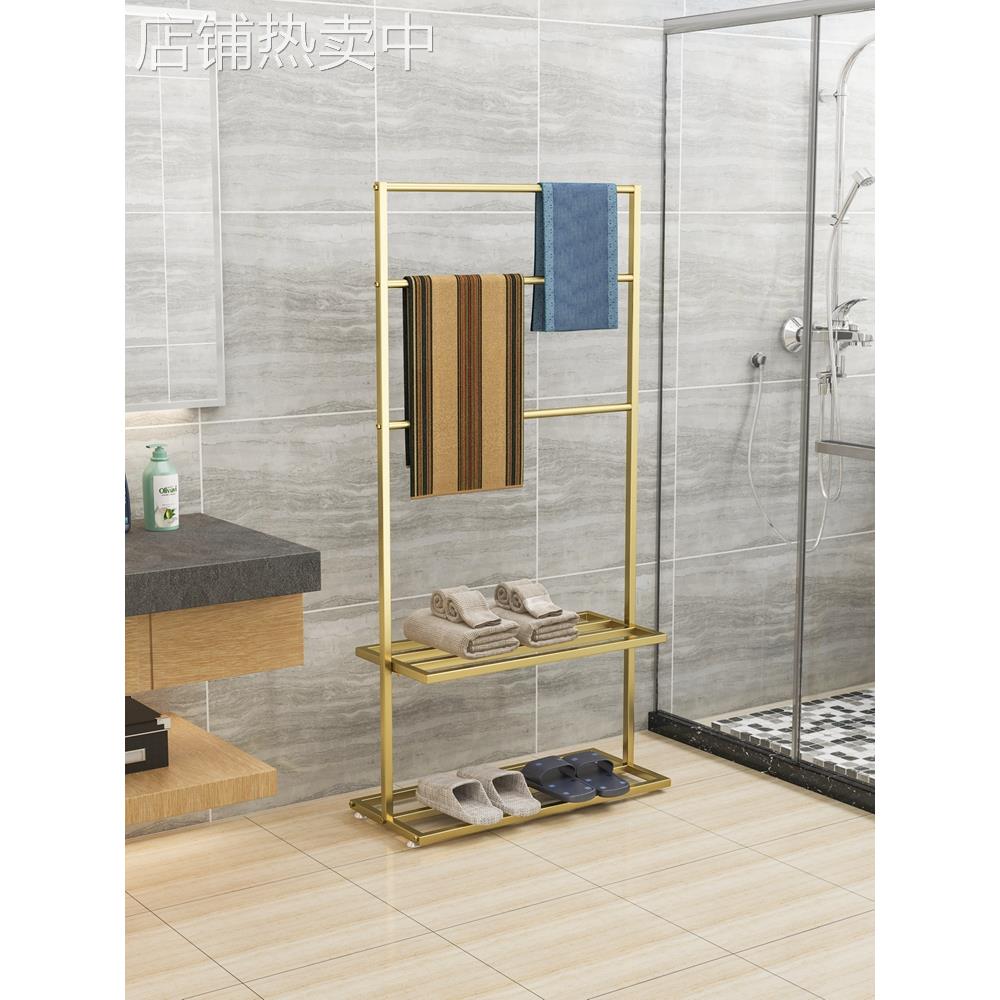 北欧毛巾架卫生间免打孔落地式浴巾架室内多功能铁艺置物架子其他