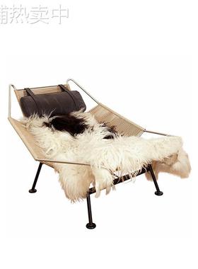 轻奢Flag Halyard设计师单人休闲椅中古旗绳躺椅创意手工编织坐椅