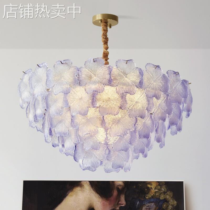 法式轻奢四叶草水晶客厅吊灯网红创意贝壳玻璃大气主卧室餐厅灯具