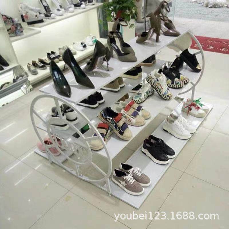 鞋店鞋架展示架店铺落地中岛货架多层包包流水台梯形服装店陈列架