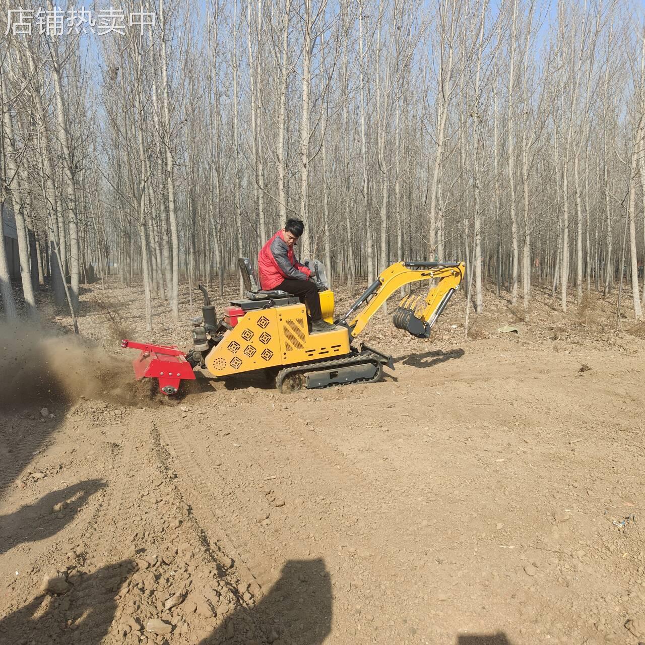 厂家出口小型挖机旋耕机 一体式挖掘旋耕家用钩机出口新西兰