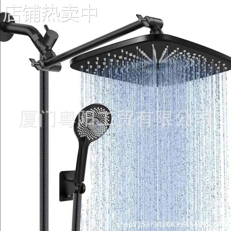 跨境热卖星空顶喷套装 12寸沐浴雨淋花洒黑色ABS套装花洒直销