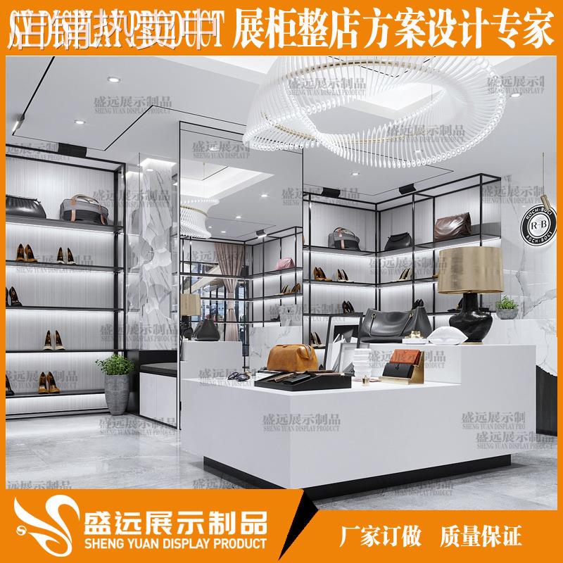 厂家定制包包皮具展柜陈列展示架 鞋店中岛柜五金电镀黑钢展示柜