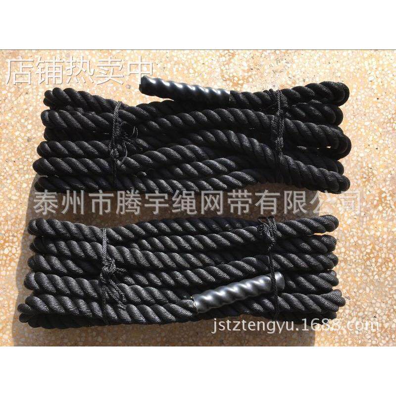 UFC专业体能训练绳 MMA格斗绳 黑色健身粗绳 肌肉大绳 力量绳50mm