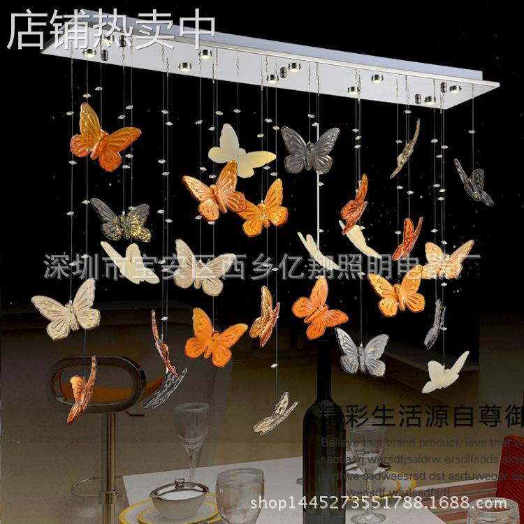 简约餐厅吊灯长方形吸顶灯LED饭厅吧台过道灯客厅创意蝴蝶吊灯