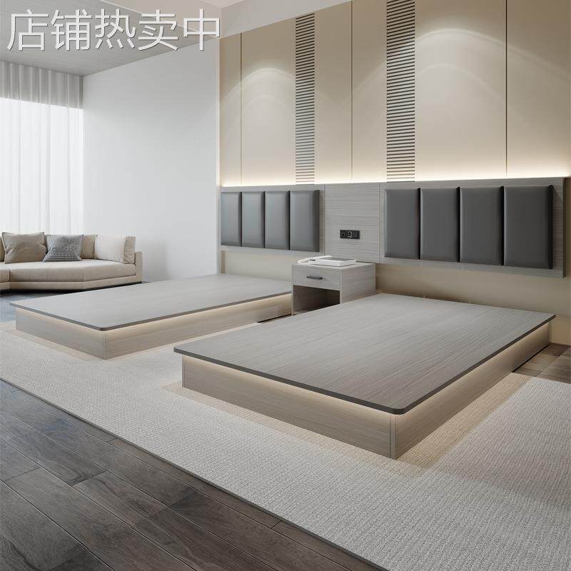酒店家具标间全套家具单间出租床民宿公寓单双人床箱专用床宾馆床