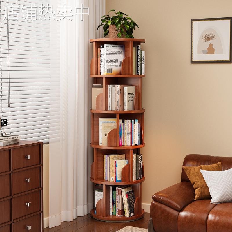 落地式旋转书架书柜书房展示架家用客厅可移动儿童置物架收纳架子