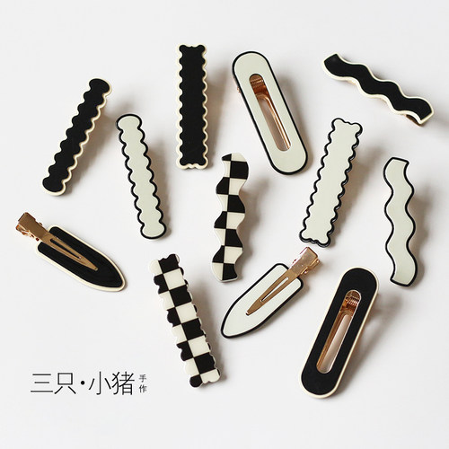 棋盘格无痕发夹侧边网红2021年新款发卡气质碎发刘海夹子头饰