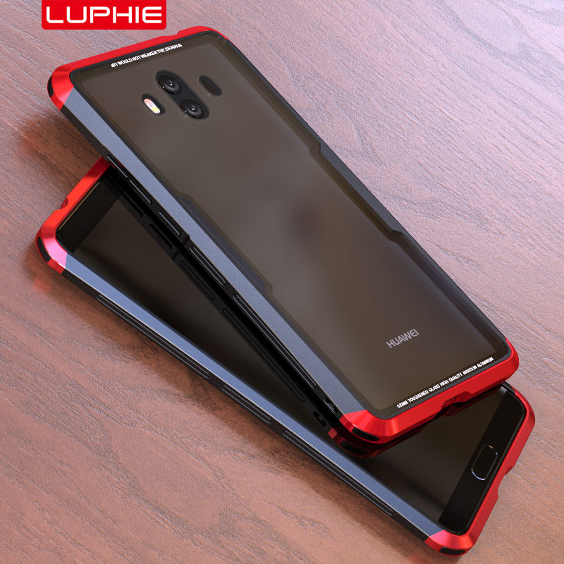 Luphie Nunchaku Airframe Metal Frame Air Barrier Tempered Glass Back Case Cover for Huawei Mate 10