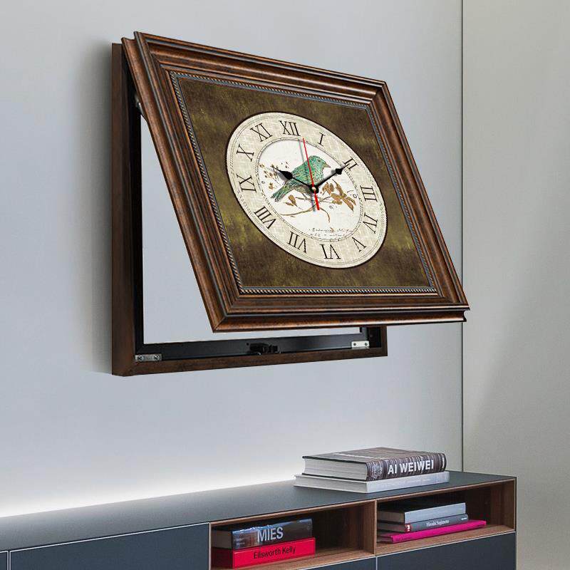 美式电表箱装饰画带钟表法式复古餐厅弱配电箱电闸盒时钟遮挡挂画