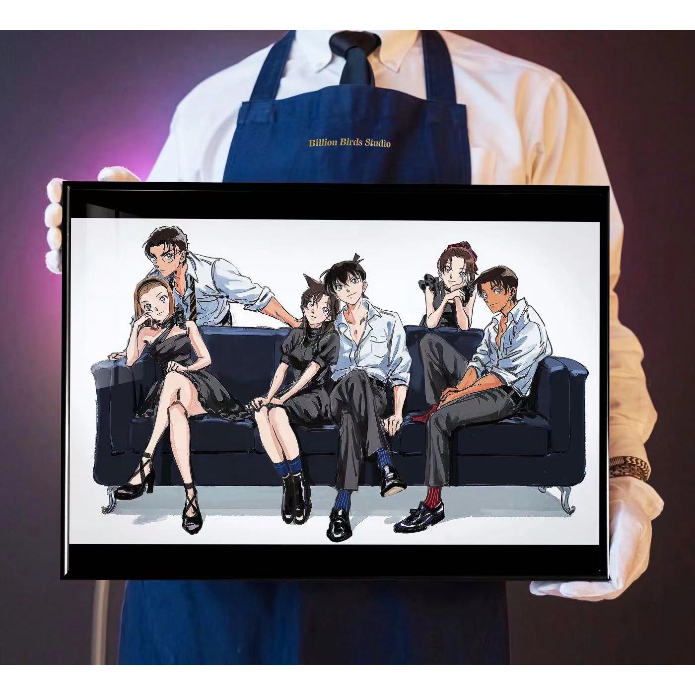 名侦探柯南新一小兰服部园子全家福装饰画