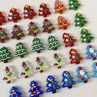 彩色手绘圣诞琉璃树串珠手机链挂件编织绳珠子配件材料散珠