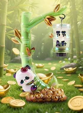 创意新款卡通熊猫竹林秋千梦盲盒潮玩公仔手办桌面摆件节日礼物