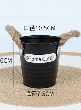 工厂铁皮花盆花器复古做旧铁艺绿植多肉仿真花盆栽创意简约