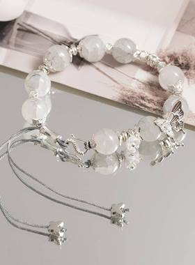 新中式古风绿色清冷蝴蝶花朵手链复古国风小众设计感串珠手饰女