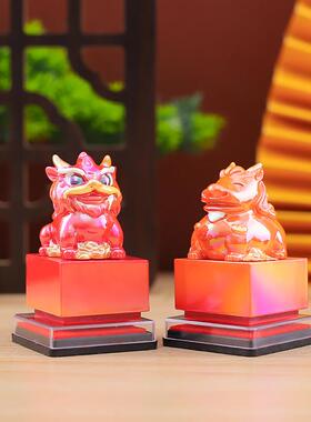 创意国潮风吉兽耀岁印玺盲盒摆件桌面神兽系列装饰品节日礼品