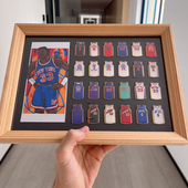 尤因尼克斯球衣徽章创意球迷胸针实木相框桌面摆台篮球周边礼物男