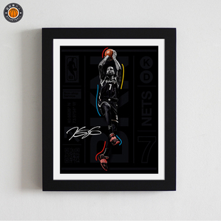 篮网队杜兰特KD投篮海报壁纸实木相框装饰画摆台饰品球迷礼物