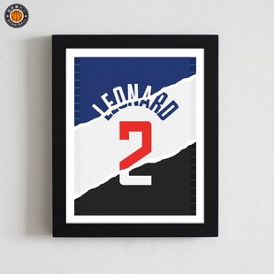 莱昂纳德2号球衣拼接实木相框装饰壁挂画篮球明星照片墙球迷周边
