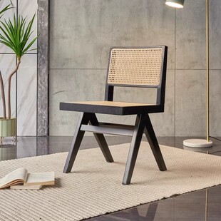 藤编无扶手迪昌椅北美白蜡实木书房卧室客餐厅家用民宿椅子
