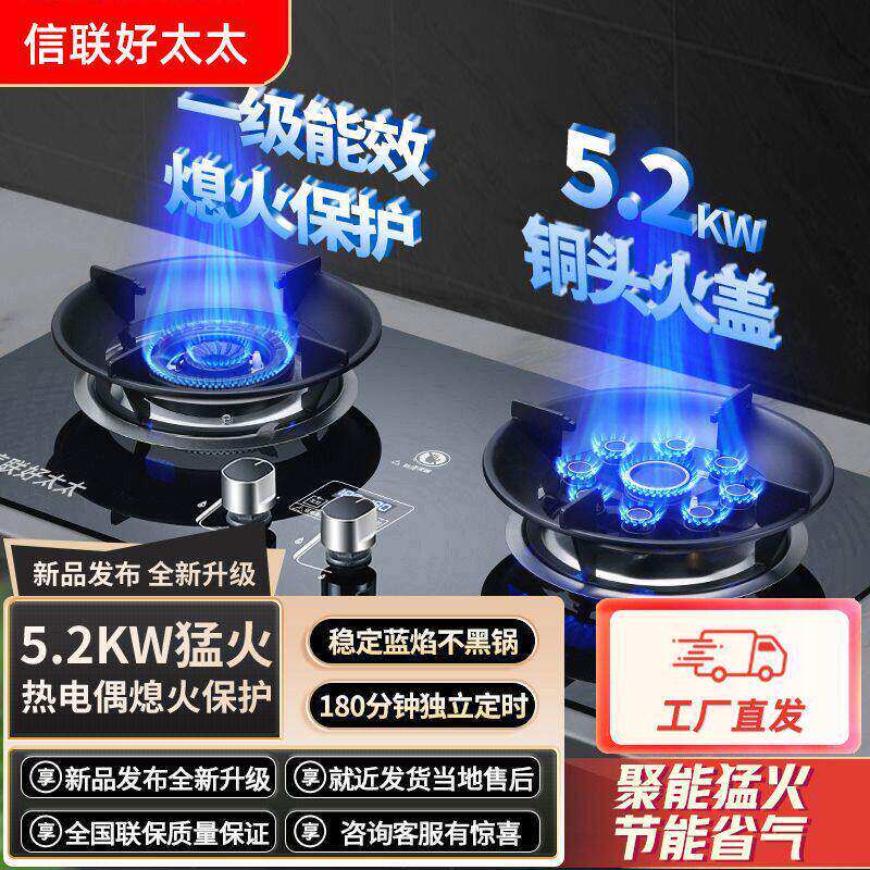 信联好太太燃气灶双灶家用