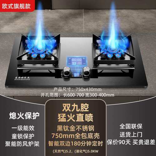 惠厨好太太煤气灶双灶燃气灶家用嵌入式天然气灶台式液化猛火炉具