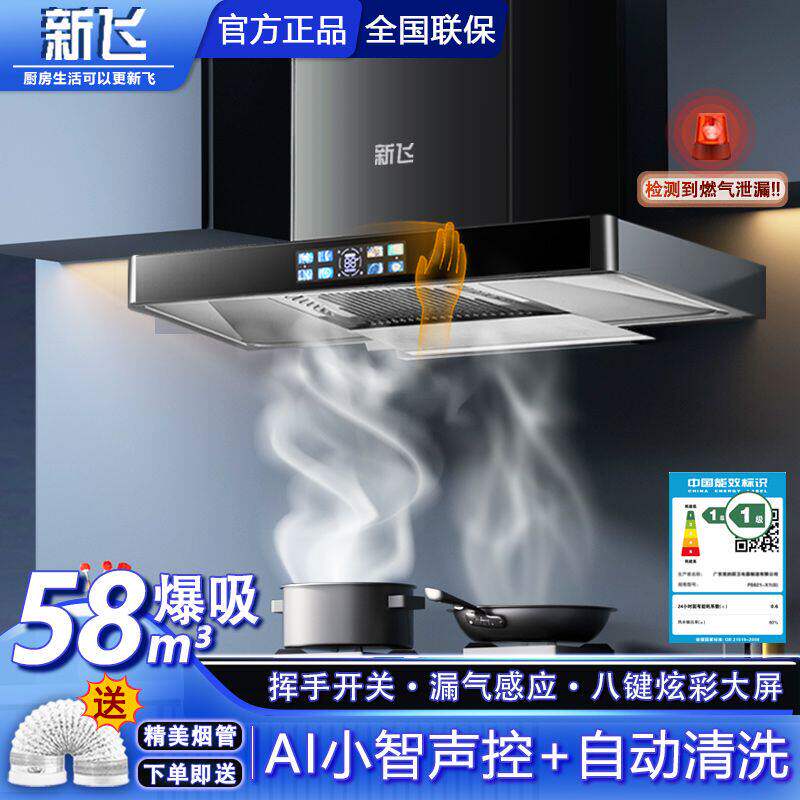 新飞家用抽油烟机油烟机厨房小户型出租房油烟机顶吸欧式吸油烟机
