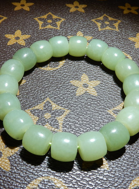 和田玉【且末料青黄口手串】12mm 老型珠款 清雅国风单圈男女手饰