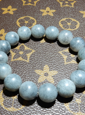 和田玉【新疆青花籽料手串】12mm 圆珠款 水墨灰调国风单圈手饰