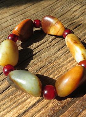 新疆和田玉白玉籽料原石手串 随形玉石手链 男女款文玩手串