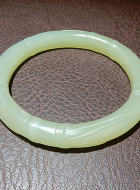 【清雅冰润】青海料晴水绿竹节手镯 62mm 大圈口 和田玉细润起光