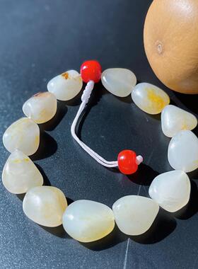新疆和田玉白玉籽料原石手串 随形玉石手链 男女款文玩手串