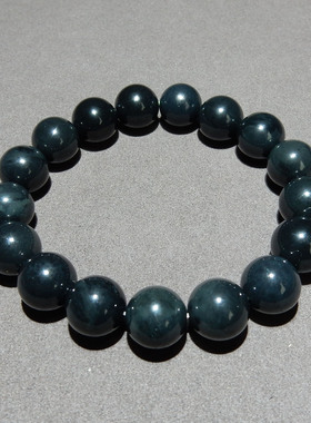 新疆和田玉青花聚墨 12mm 手串 天然玉石手链 带证书