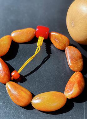 【籽料手串】新疆和田玉黄沁原石手串 油润国风单圈手饰