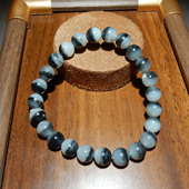 油润单圈手饰 青花聚宝盆黑白分明圆珠手串 和田玉 8mm