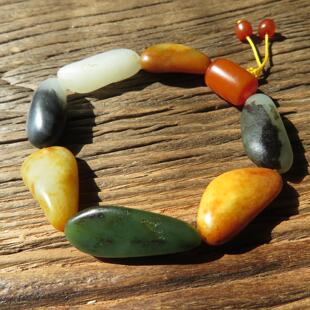 新疆和田玉籽料原石手串 多宝玉石手链男女文玩饰品